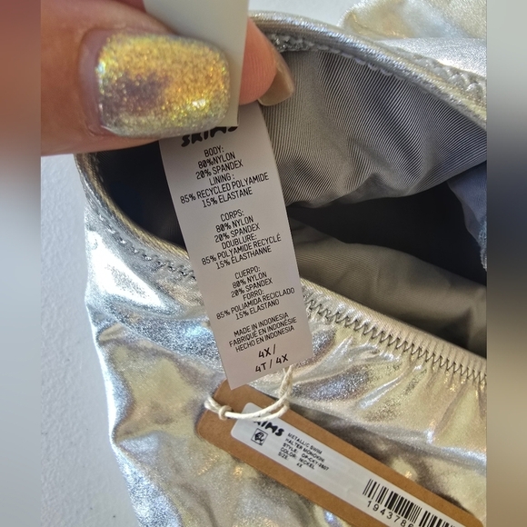 NWT Skims Metallic Swim Halter Monokini Nickel Women's Sz 4X. - Picture 5 of 6